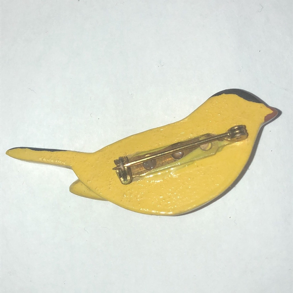Yellow and Black Goldfinch Bird Brooch Pin - Picture 5 of 5